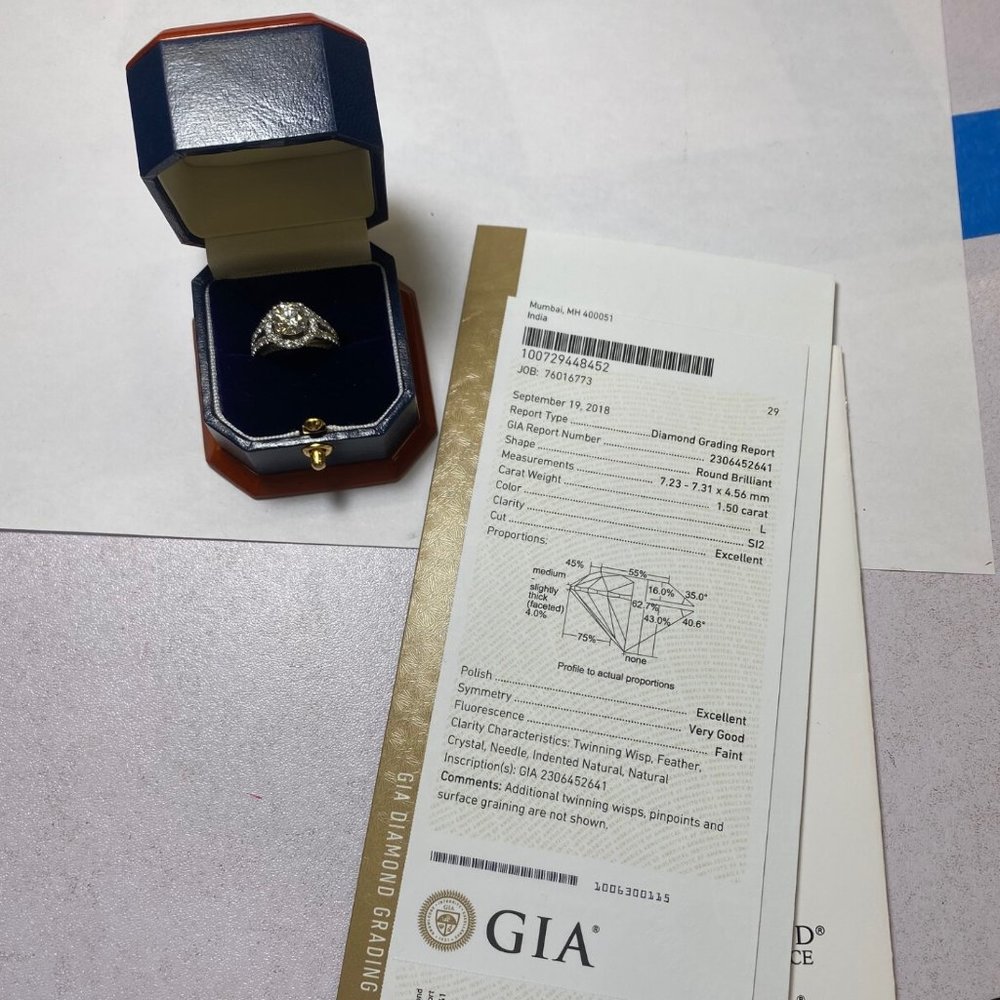 GIA certified 1.50 ct engagement ring